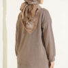 Ribbed Crew Neck Hem-Edge Lace-Trimmed Tunic Mink - immagine 3