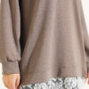 Ribbed Crew Neck Hem-Edge Lace-Trimmed Tunic Mink - immagine 4