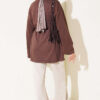 Crew Neck French Terry Tied Drawstring Tunic Brown - immagine 3