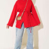 Crew Neck French Terry Tied Drawstring Tunic Red - immagine 2