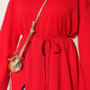Crew Neck French Terry Tied Drawstring Tunic Red - immagine 4