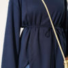 Crew Neck French Terry Tied Drawstring Tunic Navy Blue - immagine 4