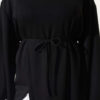 Crew Neck French Terry Tied Drawstring Tunic Black - immagine 4