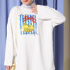 Bicycle Neck Lemon Print Tunic Ecru