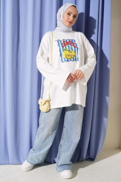Alternative view of Bicycle Neck Lemon Print Tunic Ecru