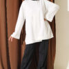 Raglan Sleeve Crew Neck Tunic with Side Slit White - immagine 2