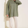 Raglan Sleeve Crew Neck Tunic with Side Slit Khaki - immagine 2