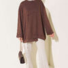 Raglan Sleeve Crew Neck Tunic with Side Slit Brown - immagine 2