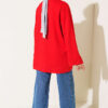 Raglan Sleeve Crew Neck Tunic with Side Slit Red - immagine 3