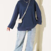 Raglan Sleeve Crew Neck Tunic with Side Slit Navy Blue - immagine 2