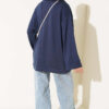 Raglan Sleeve Crew Neck Tunic with Side Slit Navy Blue - immagine 3