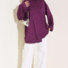Raglan Sleeve Crew Neck Tunic with Side Slit Plum - immagine 2