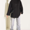 Raglan Sleeve Crew Neck Tunic with Side Slit Black - immagine 2