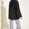 Raglan Sleeve Crew Neck Tunic with Side Slit Black - immagine 3