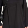 Raglan Sleeve Crew Neck Tunic with Side Slit Black - immagine 4