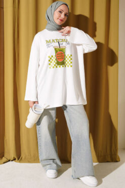 Alternative view of Matcha Printed Crew Neck Tunic Ecru