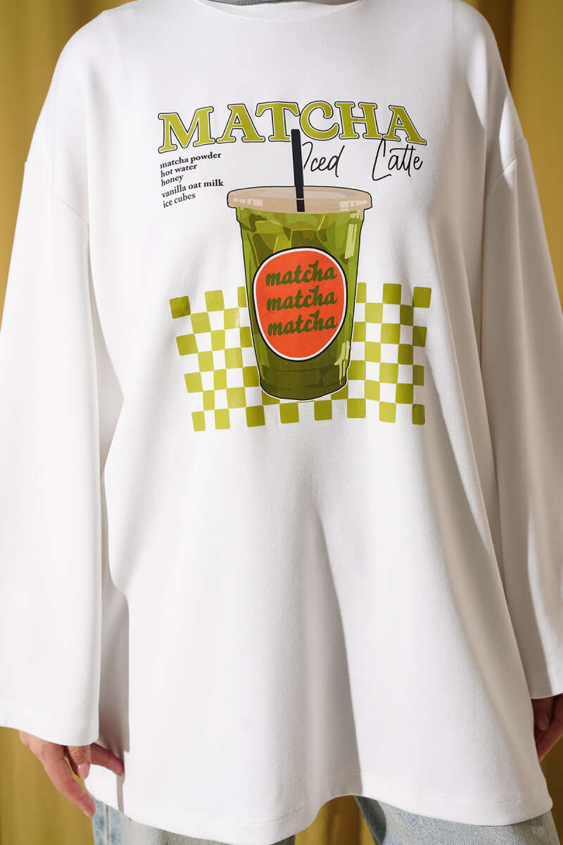 Matcha Printed Crew Neck Tunic Ecru – Bild 4