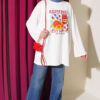 Raspberry Print French Terry Crew Neck Tunic Ecru – Bild 2