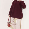 Ribbed Crew Neck Knit Tunic Burgundy – Bild 2