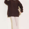 Ribbed Crew Neck Knit Tunic Brown - Imagen 2