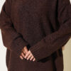 Ribbed Crew Neck Knit Tunic Brown - Imagen 4