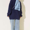 Ribbed Crew Neck Knit Tunic Navy Blue - Image 3