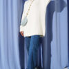 Crew Neck Sweater with Beard Detail White - الصورة 2