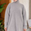 Crew Neck Sweater with Beard Detail Grey - الصورة 3