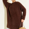 Crew Neck Sweater with Beard Detail Brown
