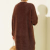 Crew Neck Sweater with Beard Detail Brown - الصورة 3