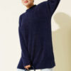 Crew Neck Sweater with Beard Detail Navy Blue