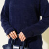 Crew Neck Sweater with Beard Detail Navy Blue - الصورة 4