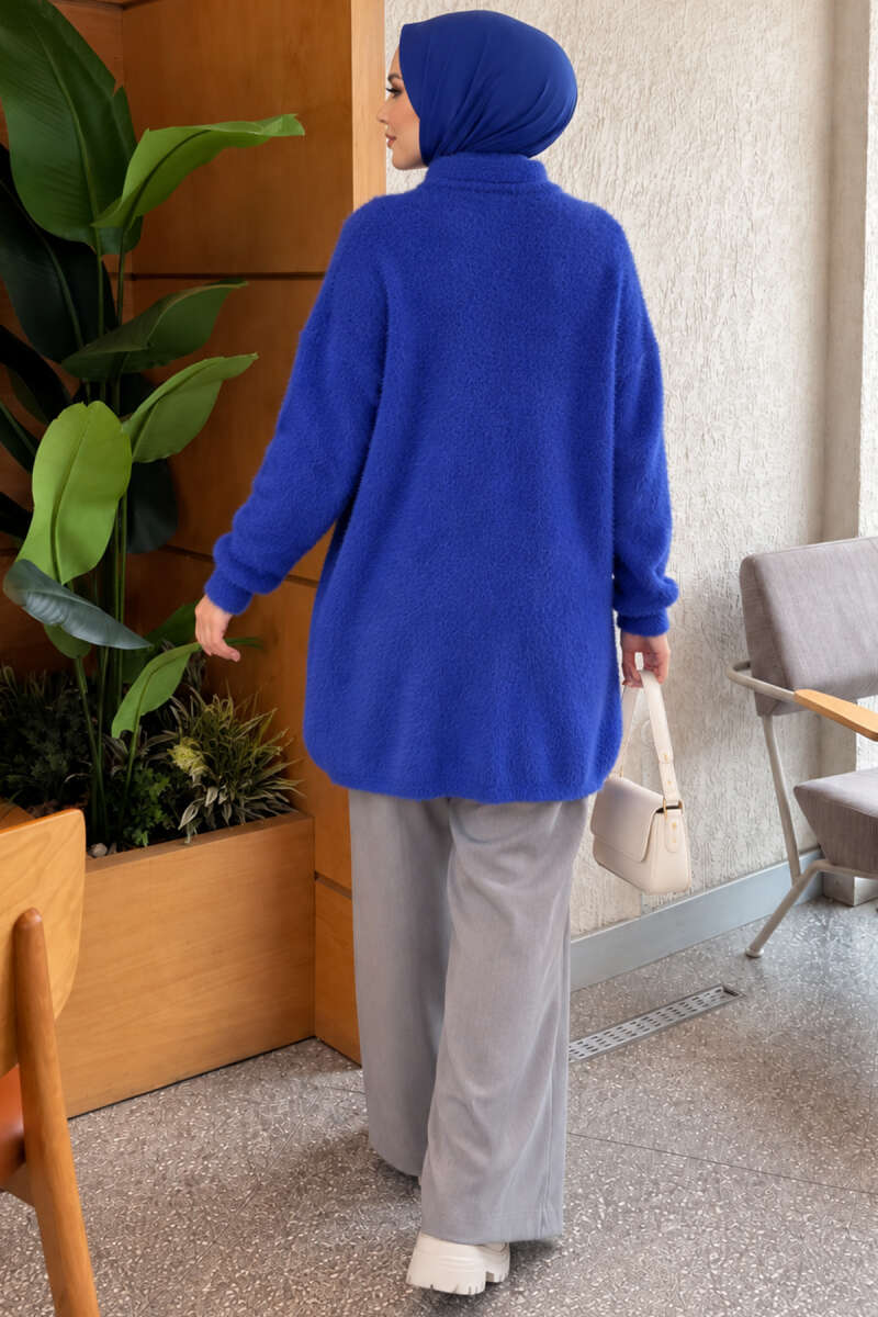 Crew Neck Sweater with Beard Detail Saxon Blue - Imagen 4