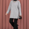 Relaxed Fit French Terry Crew Neck Tunic Grey