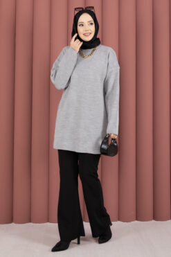 Alternative view of Relaxed Fit French Terry Crew Neck Tunic Grey