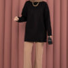 Relaxed Fit French Terry Crew Neck Tunic Black