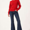Ribbed Crew Neck Knit Sweater Red – Bild 2