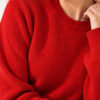 Ribbed Crew Neck Knit Sweater Red – Bild 3