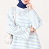 Striped Crew Neck Loose Fit Tunic Blue – Bild 2