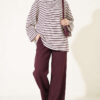 Striped Crew Neck Loose Fit Tunic Plum - الصورة 2