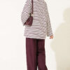 Striped Crew Neck Loose Fit Tunic Plum - الصورة 4