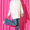 Ribbed Crew Neck Tunic with Side Slits Ecru – Bild 2