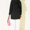 Ribbed Crew Neck Tunic with Side Slits Black – Bild 3