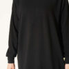 Ribbed Crew Neck Tunic with Side Slits Black – Bild 4