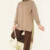 Ribbed Crew Neck Tunic with Side Slits Mink – Bild 2