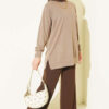 Ribbed Crew Neck Tunic with Side Slits Mink – Bild 4