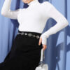 Turtleneck Fingerless Knit Sweater Ecru