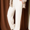 Wide Leg High Waist Elastic Pants Ecru - Afbeelding 2