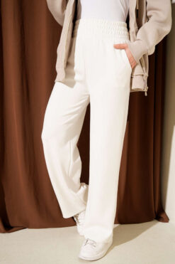 Alternative view of Wide Leg High Waist Elastic Pants Ecru