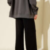 Wide Leg High Waist Elastic Pants Black - Image 3
